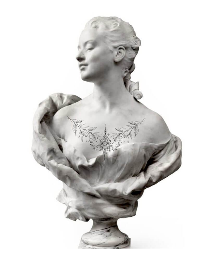 simulation buste femme tatouage chest